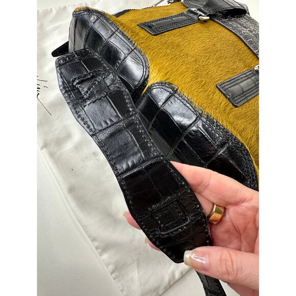 Philip Lim Pashli Crocodile Embossed Leather and Calf Hair Satchel Bag - Picture 15 of 16